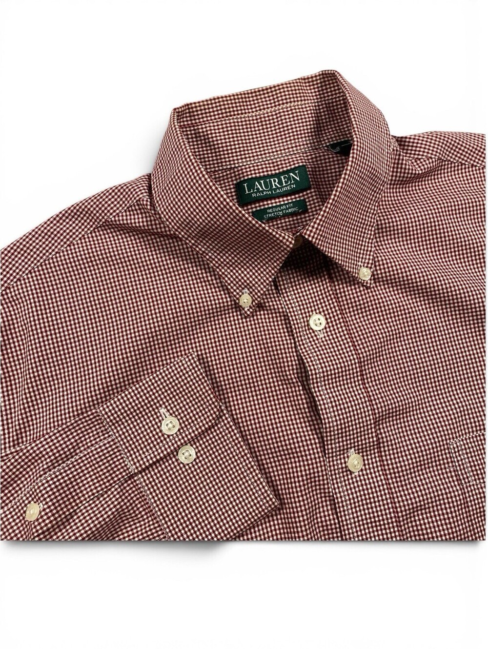 Lauren Ralph Lauren Men's Classic Fit Stretch Dress Shirt 16x32/33 Red Gingham